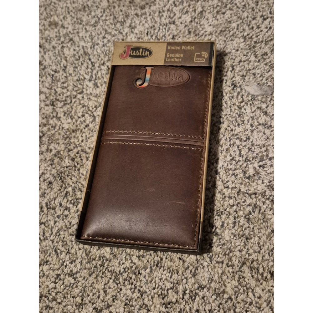 Justin‎ Rodeo Wallet Genuine Leather RFID Brown Men's Bi-Fold Western